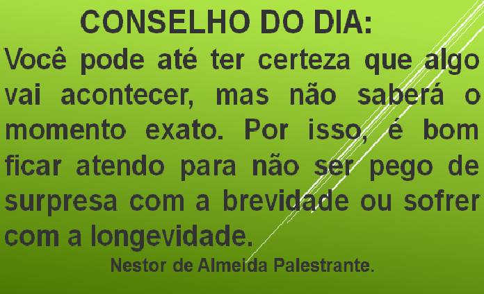 CONSELHO DO DIA 22/12/2017