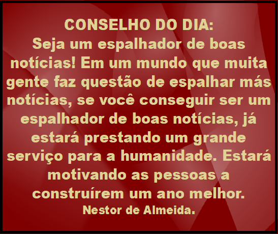 CONSELHO DO DIA 26/12/18